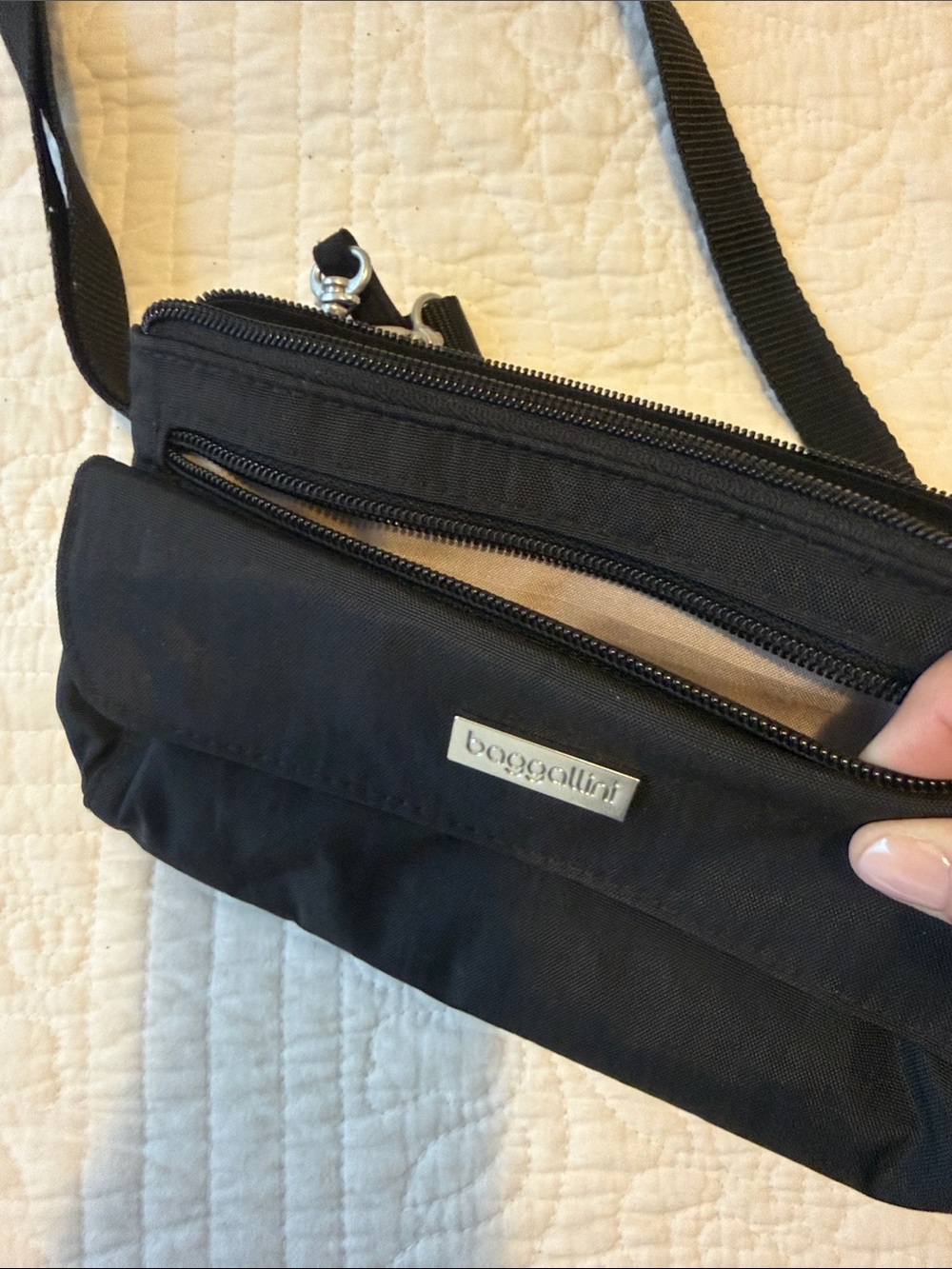 Baggallini Black Crossbody Organizer with Silver Hardware - Picture 2 of 4